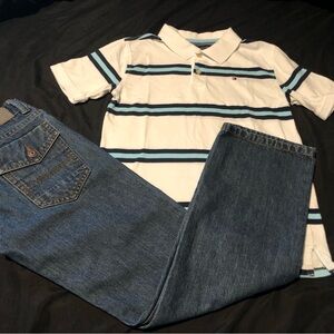 Tommy Hilfiger White and Light Blue Polo with Match Tommy Jeans for Boys